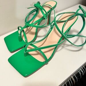 Green strappy sandals